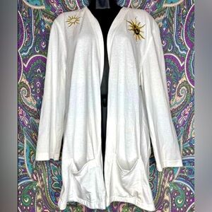 Vintage Celestial Embroidered Women's Cardigan Cover-up Medium/Large